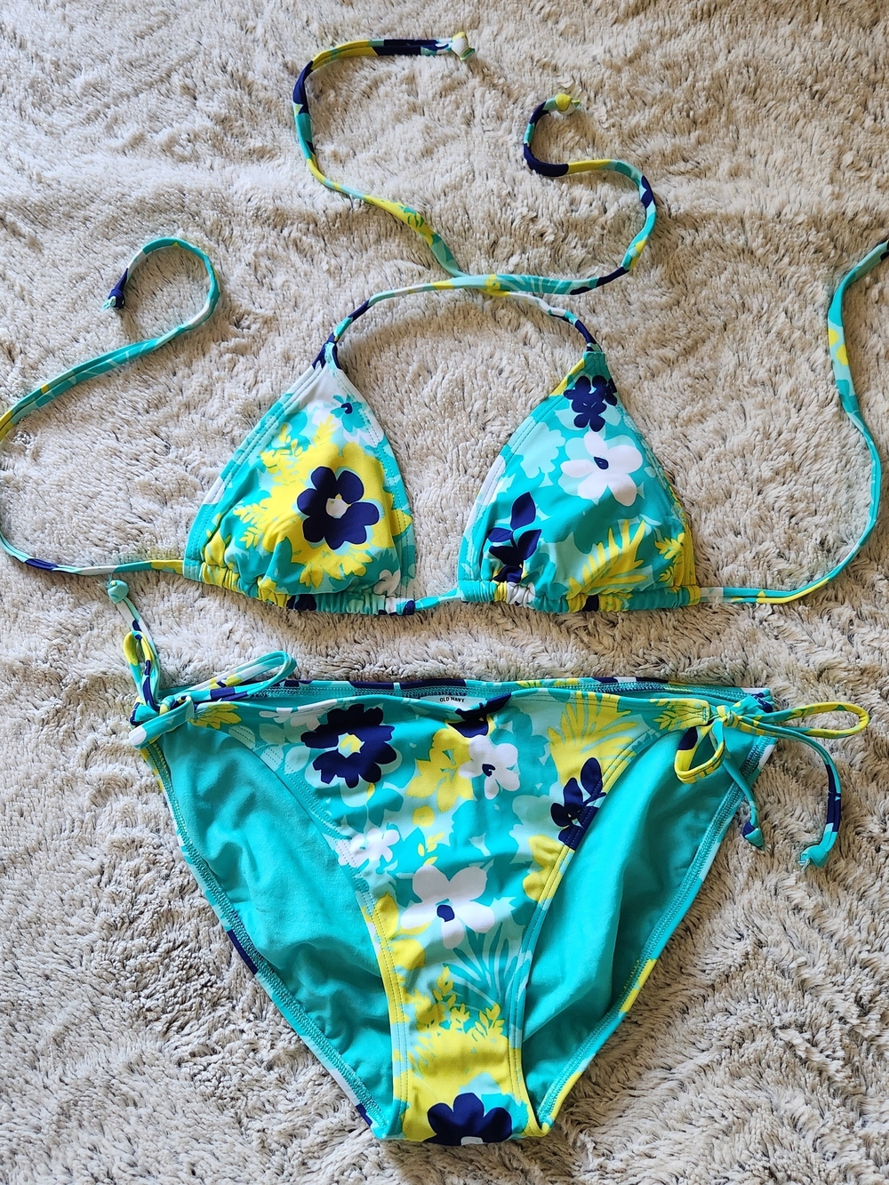 Women's Floral Turquoise Two-Piece Bikini Swim Set